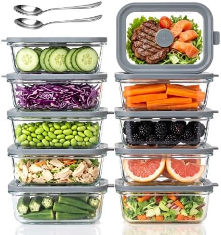10 Pack 13oz Small Glass Meal Prep Containers with Glass Lids by Woaiwo-q