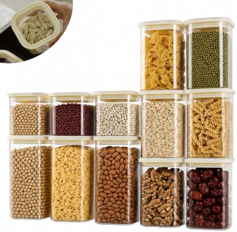 12-Pack Square Glass Pantry Storage Containers with Glass Lids by CozNido