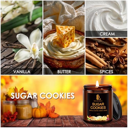 DL DREAMY DEWLA Fall Candle, Sugar Cookies Scented for Home, 7oz Soy Wax - Image 5