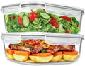 2 Pack 78 Oz / 9.8 Cups Large Glass Food Storage Containers with Lids, Meal Prep Containers for Baking, Serving, Glass Storage Container, BPA Free, Leakproof, Freezer, Microwave/Oven Safe by Soumeclu