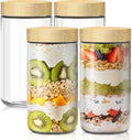 24 oz Glass Overnight Oats Containers, Mason Jars with Bamboo Lids, 4 Pack by HomArtist