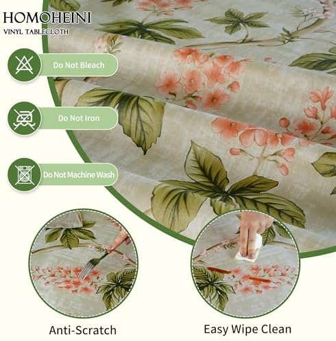 Square Table Cloth,100% Waterproof Tablecloth Oil Proof Spill Proof Vinyl Table Cloth, Wipe Clean Plastic Table Cover for Dining, Camping, Indoor and Outdoor 54" x 54",Flower - Image 3