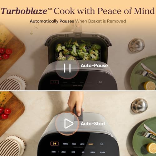 Cosori TurboBlaze 6 Qt Air Fryer, Ceramic Coating, 9-in-1, Light Gray - Image 7