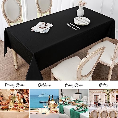 Veblandy 2 Pack Rectangle Tablecloth, 60x84 inch, Water Resistant Wrinkle Free Linen Textured Table Cloth Washable, Decorative Fabric Table Cover for Dining, Party and Camping, Black - Image 7