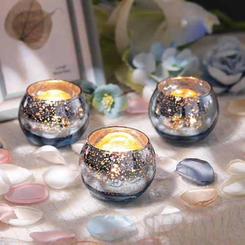 LETINE 36pcs Blue Votive Candle Holders - Elegant Mercury Glass Tea Light Candle Holder Set for Weddings, Holiday Season Decorations,Christmas Table Centerpieces - Image 4