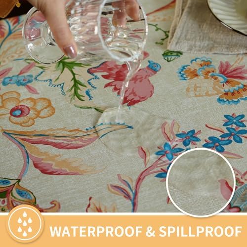 Rectangle Table Cloth,100% Waterproof Tablecloth Oil Proof Spill Proof Vinyl Table Cloth, Wipe Clean Plastic Table Cover for Dining, Camping, Indoor and Outdoor 54" x 120",Songbird - Image 2