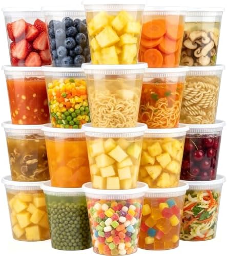 Clawsoff 50 Sets 32oz Deli Containers with Lids Plastic Food Storage by BuyNow