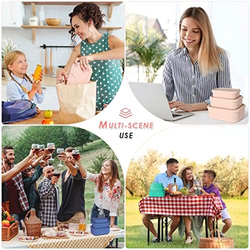 Silicone Food Storage Containers, Set of 3 Hard-Shell Bento Lunch Boxes - Image 7