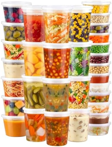Lamosi Deli Containers with Lids 48 Sets, 32/16/8 oz X 16 Set Each by BuyNow