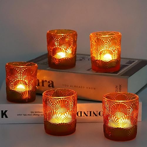 Woho 24pcs Amber Votive Candle Holder, Vintage Tealight Candle Holder Decor - Image 2