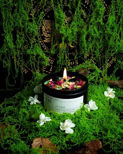 Obsidian Crystal Energy Candle, Good Aura Health Protection, Baltic Amber Chakra Magic Self-Care, Emotional Support, Encouragement and Affirmation Gift.(HEAL) - Image 3