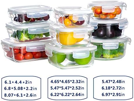 18 Piece Glass Food Storage Containers with Snap Locking Lids for Meal Prep - Image 4