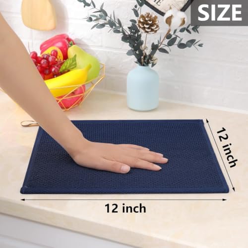Homaxy 100% Cotton Waffle Weave Kitchen Dish Cloths 8-Pack, Dark Navy - Image 5