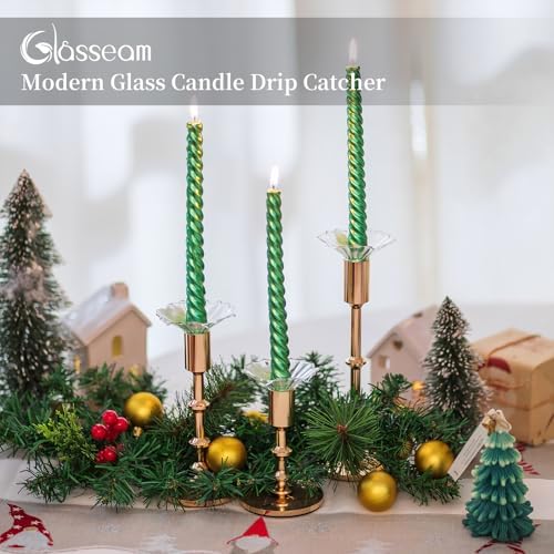 Glasseam Glass Bobeches for Candlestick, 12Pcs Ribbed Candle Drip Protector - Image 6