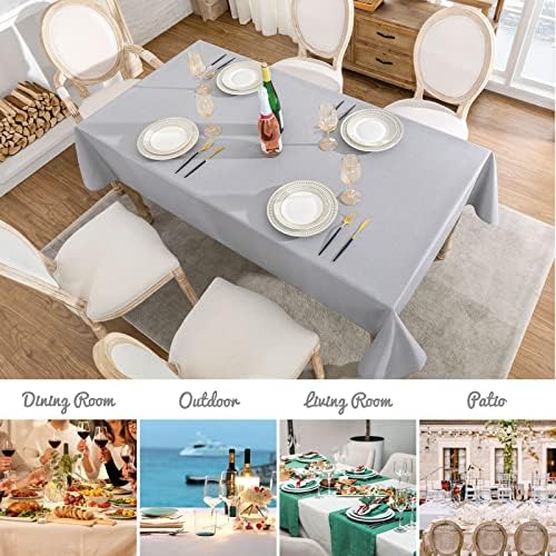 Veblandy Textured Rectangle Tablecloth 52x70 inch Table Cloth Water Resistant Wrinkle Free Spill-Proof, Decorative Fabric Table Cover Washable for Banquet Parties Event Holiday Dinner, Light Grey - Image 7
