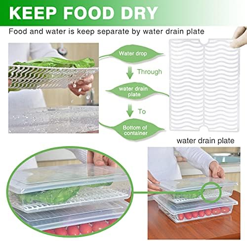 3 Pack 2.5L Fruit Storage Containers for Fridge with Water Drain Trays - Image 2