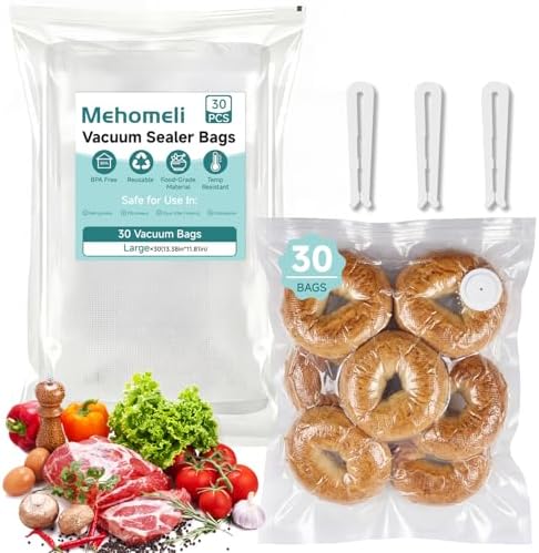 Mehomeli Reusable Vacuum Sealer Bags, 30 Large Bags, 11.8 x 13.4 in by Mehomeli
