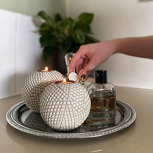 Luca Beige Orb Tea Light Candle Holders, Gift Boxed Set of 2 - Image 4