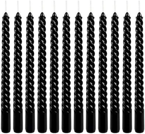 WPONSZU 10 Inch Black Spiral Taper Candle Set, 12 Pack Unscented Dripless Candlesticks for Halloween,Dinner,Party Brithday Wedding and Home Decoration - Image 2