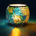 Rancco Glass Votive Candle Holder for Tealight, Romantic Mosaic Cracked Candle Holder, Candle Lamp Aromatherapy Candlescape Bowl for Valentine's Thanksgiving, Christmas Table Centerpiece, Party Decor by Rancco