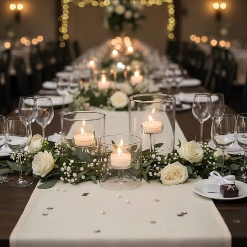Set of 3 Cylinder Glass Decorative Hurricane Candle Holder Clear Votive Candle Holders Table Centerpieces for Dining Room Wedding Parties Home Decorations - Image 2