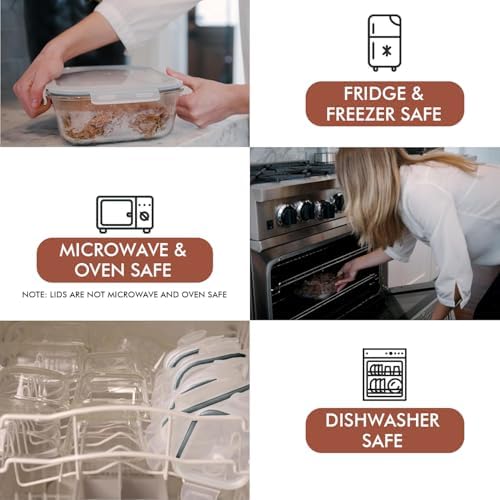 Razab 10 Cups/ 80 Oz 4 Pc (Set of 2) Glass Food Storage Containers with Airtight Locking Lids For Storing & Serving Food. BPA Free & Leak Proof - Microwave, Dishwasher, Fridge, Freezer, Oven Safe - Image 5