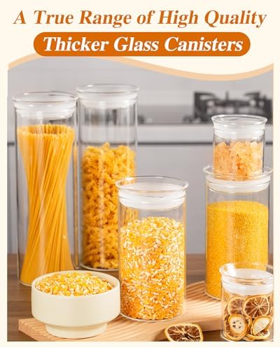 ZENS Glass Canisters with Airtight Lids, Set of 2 50oz Tall Storage Jars - Image 5