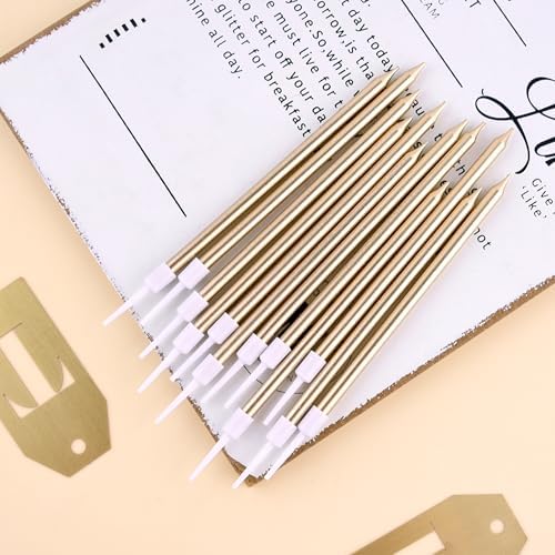 PHD CAKE 36-Count Champagne Long Thin Metallic Birthday Candles, Cake Candles, Birthday Parties, Wedding Decorations, Party Candles, Cake Decorations - Image 3