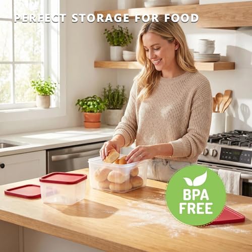 Plastic Food Storage Containers with Lids Airtight - Large Meal Prep Containers Reusable for Freezer - Bread Box for Cookies, Sandwich, Cake & Muffin, Leak-Proof & Stackable, Square, 3 Pcs - Image 4