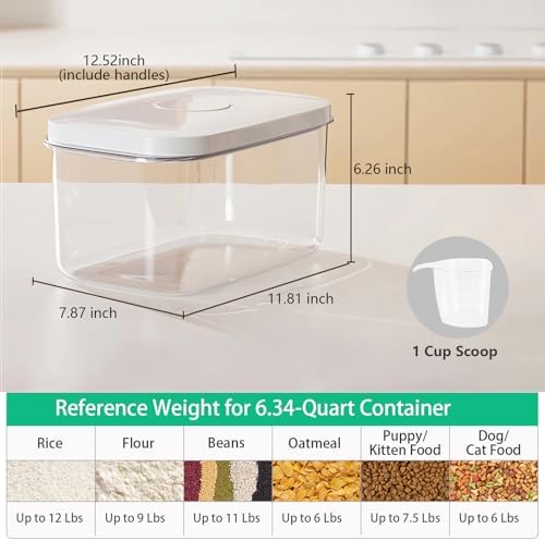 Airtight 12 Lbs Flour Sugar Storage Containers 6.34 Qt Rice Holder BPA Free - Image 3