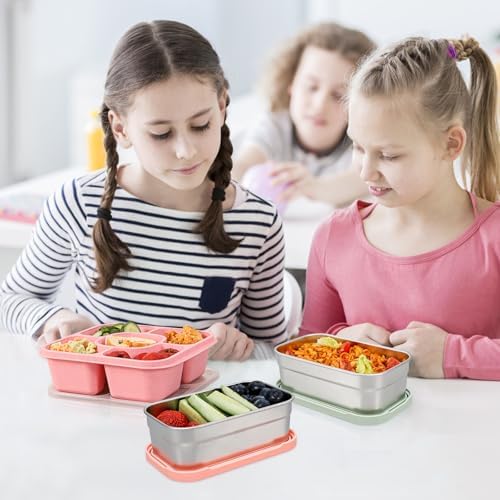 Caperci 3-Pack Large Stainless Steel Snack Containers with Silicone Lids - 15oz Reusable Small Food Storage Deli Containers for Snacks & Meal Prep, Leak-Proof, Easy Open & BPA-Free (440ML) - Image 4