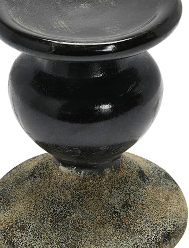 Creative Co-Op 2-Tone Sculptural Terracotta Pillar Candle Holder, Distressed Black - Image 7