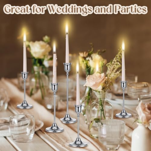 12PCS Silver Candlestick Holders, Metal Taper Candle Holder - Image 4
