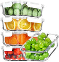 VERONES 5 PACK 36 OZ Glass Meal Prep Containers Set with Lids, White by VERONES