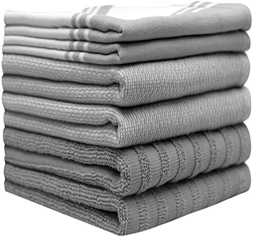 Premium Kitchen Towels 6 Pack 100% Cotton 20"x28" Dish Towels - Grey Wide - Image 3