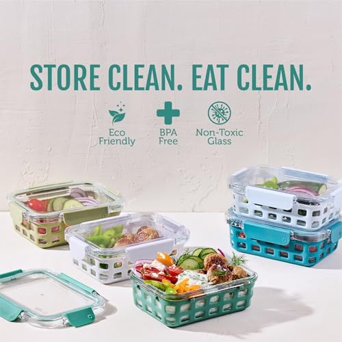 Ello Duraglass 3.4 Cup Glass Meal Prep Containers, Olive Tree,5 Count (Pack of 2) - Image 2