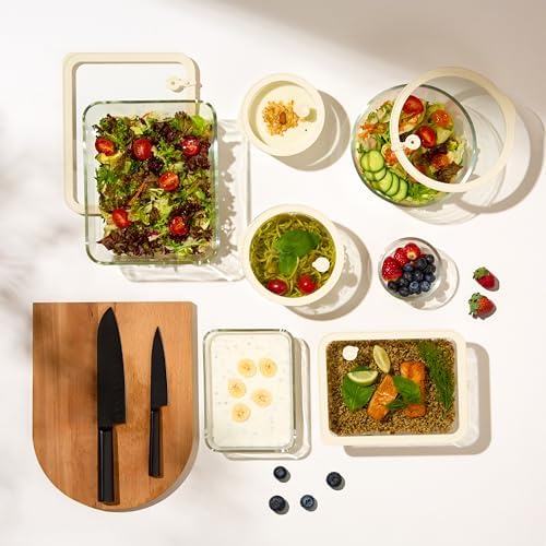 Vase & Vessel Glass Storage Containers, Rectangular, Set of 3, Clear/Beige - Image 4