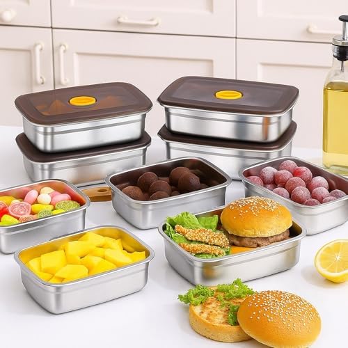 10 Pack Stainless Steel Food Storage Containers with Airtight Leak-Proof Lids, 34oz Reusable Meal Prep Lunch Boxes, Freezer & Dishwasher Safe Metal Containers for Leftovers & Snacks - Image 2