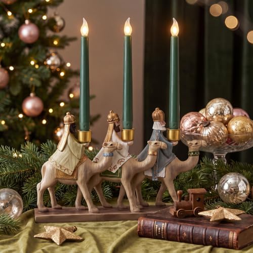 Christmas Nativity Candleholders Three Wise Men Resin Candlestick Holders - Image 3