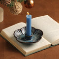 Ceramic Taper Candle Holder, 4.72 in Polished Round Base Tray by QNMUSUNC