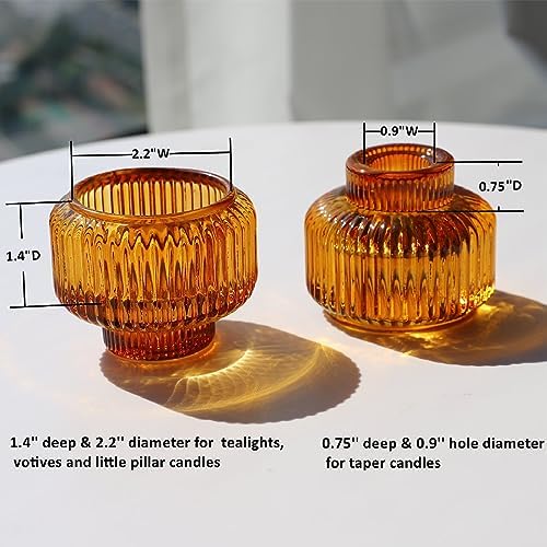 Woho 8pcs Candle Sticks Holder Decor, Amber Taper Candle Holders for Fall - Image 6