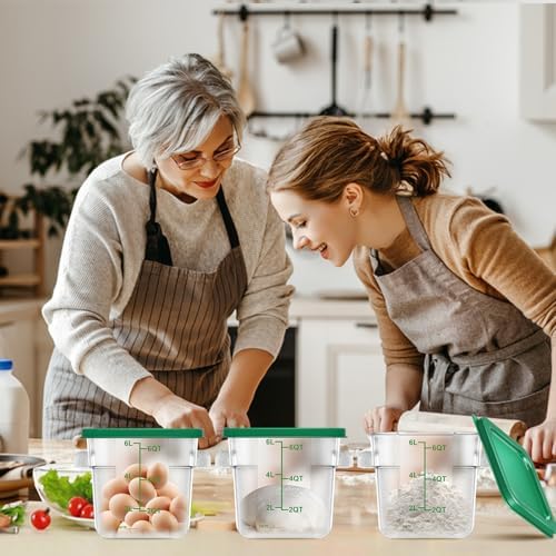 4 pcs 6qt Food Storage Containers with Lid, Square Clear Commercial Storage Containers with Handle and Scale for Food Storage in Home Kitchen & Dining (Green) - Image 6