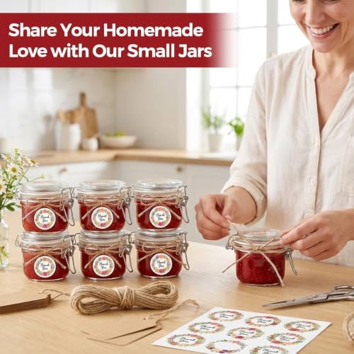 Small Glass Containers with Airtight Lids 4 oz 6 Pack Mini Jam Jars - Image 5
