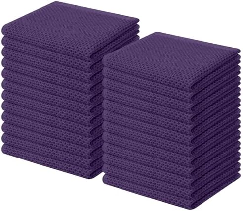 Homaxy 100% Cotton Waffle Weave Kitchen Dish Cloths 24-Pack, Eggplant by Homaxy