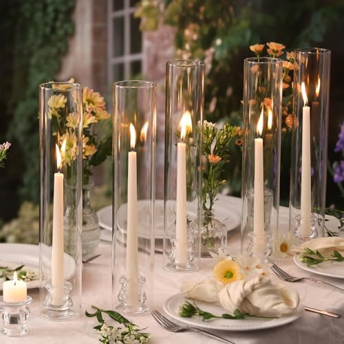 Volens Hurricane Glass Candle Holders- Set of 12 Candlestick Holders 14" H - Image 2