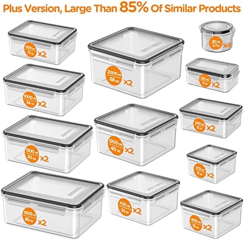 HOMETALL 52 Piece Airtight Food Storage Containers Set with Lids (26 Containers & 26 Lids),100% Leakproof Plastic Meal Prep Container Reusable, BPA Free Kitchen and Pantry Organization - Labels & Pen - Image 2