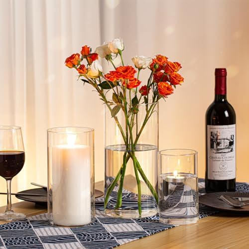 PHOSPHOR Hurricand Candle Holder 24 PCS, Glass Pillar Candle Holder, Clear Glass Cylinder Candleholder Glass Cylinder Vase for Centerpieces Wedding Party Decoration - Image 6