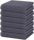 Homaxy 100% Cotton Waffle Weave Kitchen Dish Towels 6-Pack, Dark Grey by Homaxy