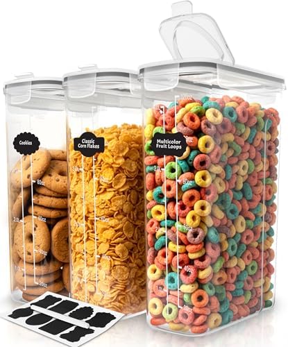 Utopia Kitchen Cereal Containers Storage Set with Lids, 3 Pack, 4L (135 Oz) by UTOPIAKITCHEN