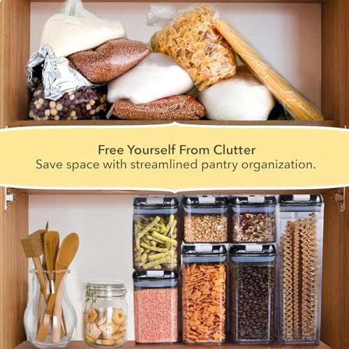 Simply Gourmet Airtight Food Storage Containers with Lids – 4 Piece Slim Kitchen Pantry Organization Set, 8 Cup Capacity, BPA-Free Clear Plastic, Stackable Containers for Flour, Sugar, Rice, Snacks - Image 3